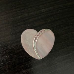 Pink and silver jeweled brooch